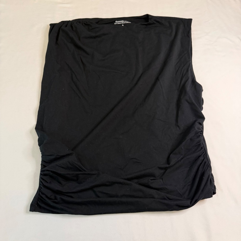 Abercrombie & Fitch Modal Blend Cowl Neck Ruched Sleeveless Top Black XL